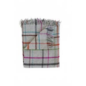 NEW EVANGELINE merino lambswool throw - 54"x72" in fog plaid multi